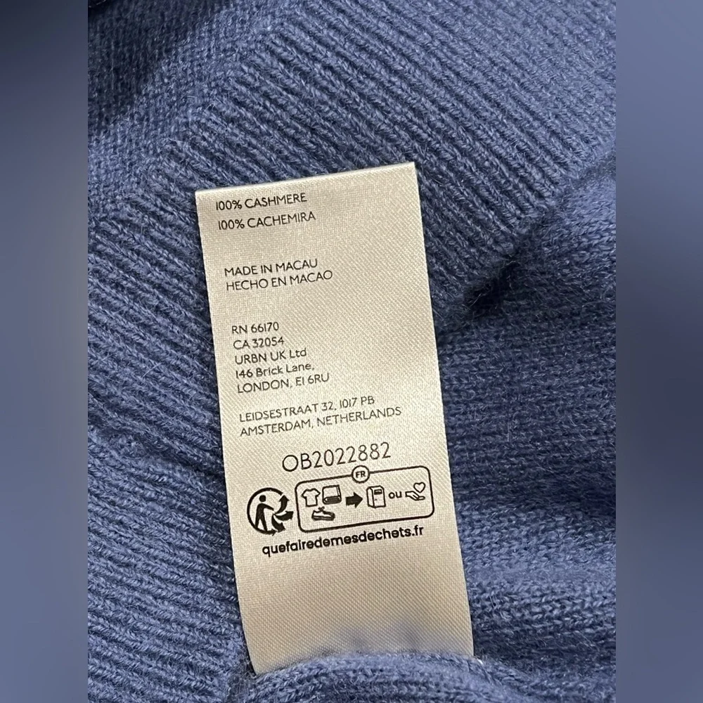 Free People Shirt Womens Annabel 100% Cashmere V Neck Indigo Blue Size Small - Picture 8 of 10